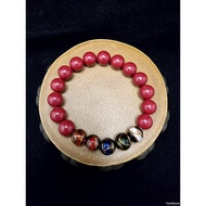 Purple Gold Cinnabar Quarzt Stone Bracelet 5 Elements 10mm C1523