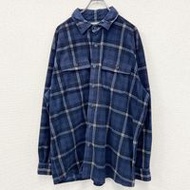二手 L.L.Bean 長袖抓絨襯衫，藍色，XL 碼