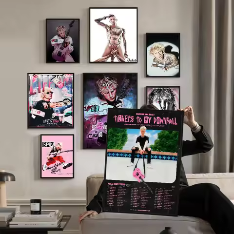 Rapper M-Machine G-Gun K-Kelly Vintage Posters Sticky Vintage Room Home Bar Cafe Decor Kawaii Room D