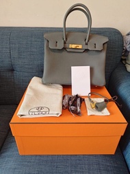 全新Hermes杏仁綠金扣B30 Togo 內縫 愛馬仕 Birkin 30