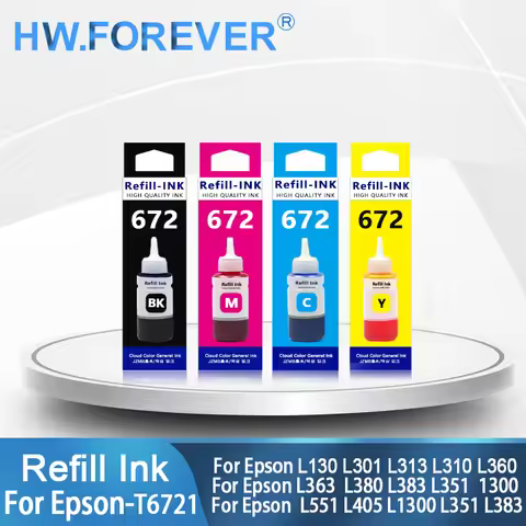 664 672 673 Refill Dye Ink Kit For Epson L100 L110 L120 L210 L130 L310 L360 L380 L800 L805 L1300 L55