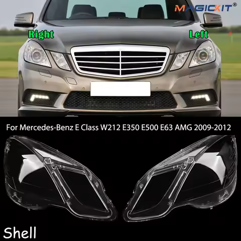 MAGICKIT Pair Headlight Lens Cover For Mercedes-Benz E Class W212 E350 E500 E63 AMG 2009-2012 Headli