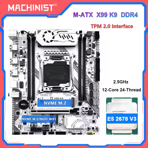 MACHINIST X99 K9 TPM2.0 Motherboard DDR4 RAM Optional Xeon E5 2678 V3 /E5 2670 V3 CPU LGA 2011-3 C61