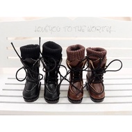 (SG Stock) Blythe Doll Small Doll Shoes Black Brown Casual Retro Long High Boots BJD Doll Shoes OB24