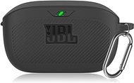 Earbuds Case Cover Compatible with JBL Vibe Buds, Silicone Protective Scratch Resistant Cover, Wireless Headphones Charging Case with Carabiner Accessories Set (Black)