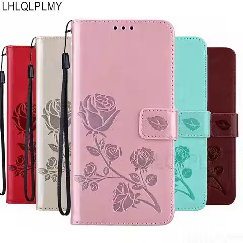 Rose Leather Wallet Flip Case For Realme 7I 8I 9I 7 6 9 Pro Plus 8 5G 6S 6I C21 Y C11 C21Y C25Y GT N