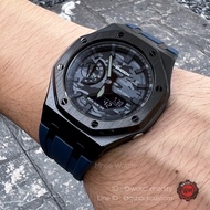 G-Shock Camo Dial GA-2100 with Black Metal and Navy Blue Rubber Strap