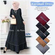 karimah dress diana denim grey abu busui realpict original - hijau botol