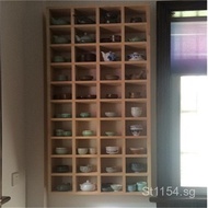 Wall-mounted Grid Shelf&Decorative Shelf Display Rack Wall-Mounted Teapot Holder J Solid Wood Storag