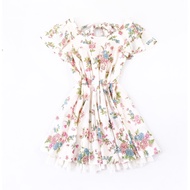 Little Bird's Enchanted Garden Dress With Ruffle Tulle And Ribbon Back Cream Short Sleeve Round Coll