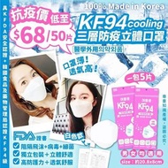 韓國製造Cooling KF94三層防疫立體口罩白色款