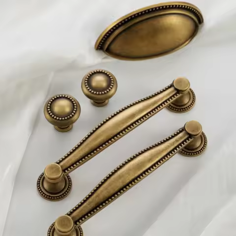 Antique Art Brass Kitchen Cabinet Storage Handles Cupboard Knobs Wardrobe Door Pulls Furniture Handl