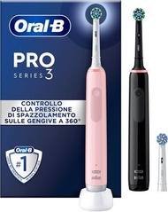 Oral-B - Pro 3 3900N 電動牙刷，壓力控制，保護敏感牙齦，3 個替換刷頭，1 個充電器，粉紅色和黑色 平行進口