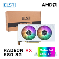 ELSA AMD RX 580เกมคอมพิวเตอร์ตั้งโต๊ะสีขาว,การ์ดจอ256bit GPU 8GB