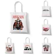 Women Shopper Bag Maneskin Damiano David Mouth Shopping Bags Tote Bag Handbags Shoulder Bag Cotton C