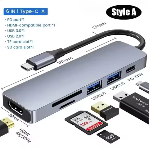 USB 3.0 Type-C Hub To HDMI Adapter 4K Thunderbolt 3 USB C Hub with Hub 3.0 TF SD Reader Slot PD for 