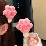 Pink Unique Plush Claw Popsicle Hair Clip Autumn Winter New Style Sweet Furry Bangs Side Clip Hair C