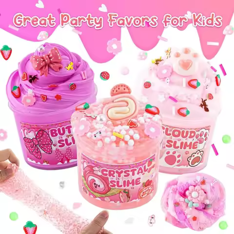 6 Pack Slime Set Pink Cute Cloud Slime Kit Toys for Girls and Boys Kids Slime Party Gift Set Party F