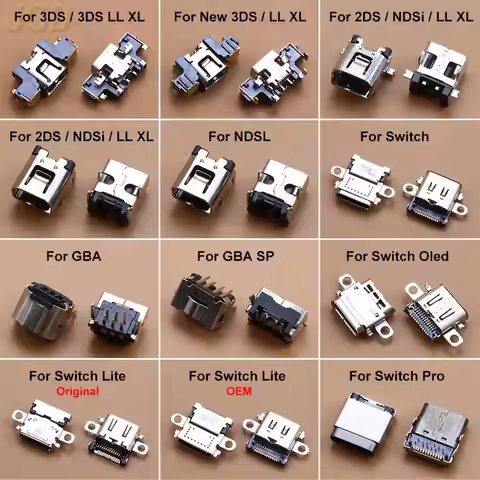 JCD 1pcs Power Jack Socket For 2DS New 3DS NDSi LL XL GBA SP PS5 USB Type-C Charging Port Connector 