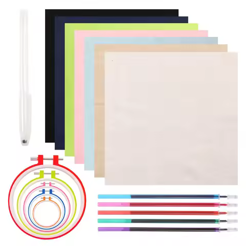 3/18pcs Embroidery Hoop Kit Cross-stitch Plain Cotton Linen Fabric Craft Cloth Cotton 30*30cm DIY Cr