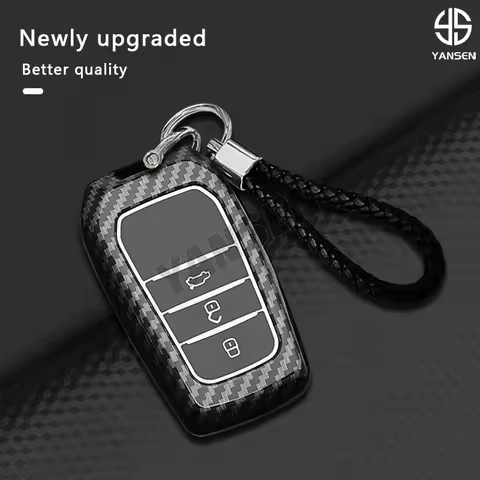 Carbon Fiber ABS Key Case Cover For Toyota Fortuner Cross GR86 CHR C-HR Camry Corolla Prado RAV4 Acc