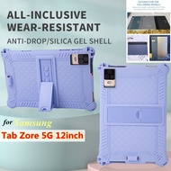 For Samsung Tab Zore 5G Tablets 12 Inch Android Tablet PC Shockproof Protective Case Rainbow Soft Silicone Bracket Cover