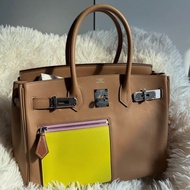 Hermes 愛馬仕 birkin 30 color matic 金棕拼色 Swift皮 U刻 99閒置新
