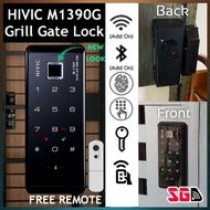 ⭐️Korea⭐️ Hivic M1390G Smart Digital Biometric Grill Gate Lock for HDB Metal Grill Gate (Fingerprint, Pin, Key, Remote)
