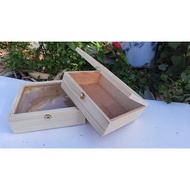 Wooden Box With Glass Lid For Storage (A4 Times) Flower Arrangement 8*12*3 Inches