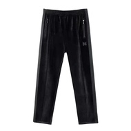 กางเกงกีฬาผ้ากำมะหยี่ลายผีเสื้อ Needles ทรงหลวม ขาบาน ทรงหลวม กางเกงขายาวลำลอง สำหรับผู้ชายและผู้หญิ