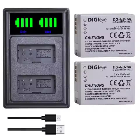 2PCS NB-10L NB10L Camera BATTERY+ Dual Charger for Canon G1X G15 G16 SX60HS SX40HS SX50H