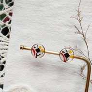 日式風格耳環【圓町】 剪紙藝術 簡約貼耳 樹脂耳環 獨特耳環