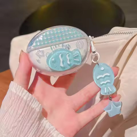 For OPPO Enco Air 4 Pro 4i R2 R3 R4 2i 3i Free4 Case 3D Cartoon Fish Soft Protection Shockproof Earp