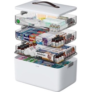 CTIME 3-Tier Medicine Organizer - Portable Medicine Cabinet with Leather Handle, Empty First Aid Kit