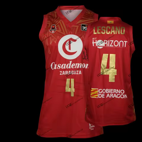 2025-26 Lescano #4 Casademont Zaragoza Basketball Jersey 3D Print T-Shirt Match Jersey Home Adult KI
