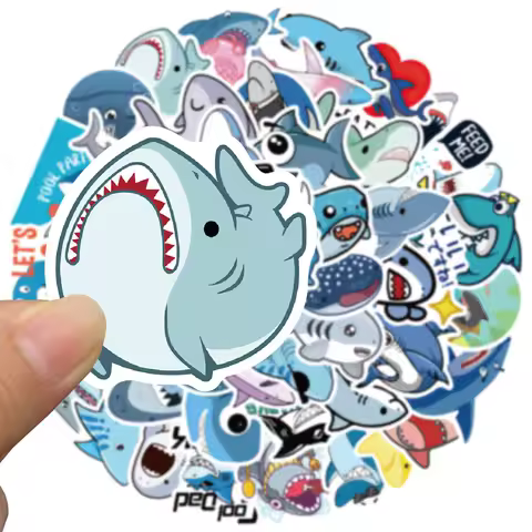10/30/50pcs Sea Creature Shark Cartoon Cute Sticker For Kids Toys Luggage Laptop Ipad Skateboard Jou
