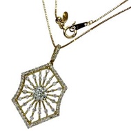 Pre-owned 18K gold necklace featuring a 0.478ct diamond (estimated H-I1) and 0.492ct total diamonds,