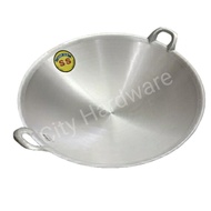 SS Double Handle Polished Aluminium Wok/ Kuali / Kwali/ Cooking Pan