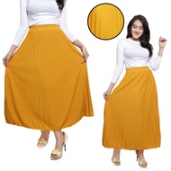 (COD) Rok Panjang Plisket Waffel Bahan Motif Kulit Jeruk Premium Terbaru