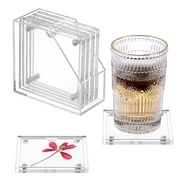 Acrylic Coaster Transparent Photo Frame Coaster Red Wine Coaster Four-Piece Set