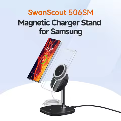 SwanScout 506SM Detachable Magnetic Wireless Charger Stand for Samsung S25 ultra S24+ S23 Z Flip 7 Z