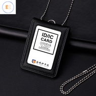 EZ Work Card Leather Card Holder ID Card Holder Bus Access Control Badge Lanyard Work Permit Card Co