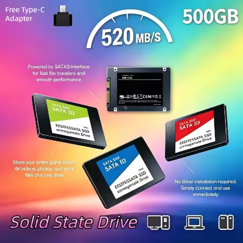 Portable External Hard Drive 500GB SSD USB 3.0 520MB/s Metal Shockproof Casing Solid State Drive for