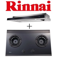 Rinnai RH-S309-GBR-T Slimline Hood With Touch Control + Rinnai RB-2GI 2 Burner Inner Flame Glass Hob