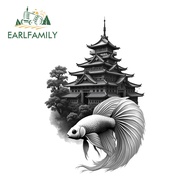 EARLFAMILY Betta Fish Black Style Car Sticker Motorcycle Skateboard Suitcase Laptop Bumer Waterproof