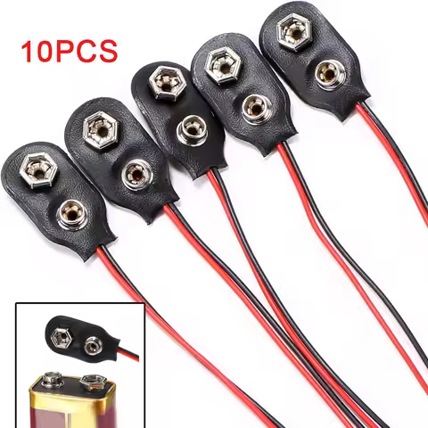 10pcs 9 Volt Battery Clip Connector Battery Holder 9V Battery Clips 10cmBlack Red 2Wired Cable Conne