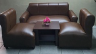 Sala set leather brown with center table