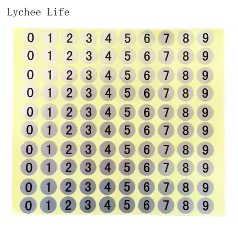 Lychee Life 10mm 0-9 Number Waterproof Circle Round Stickers Scrapbooking Stationary Office Supplies