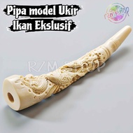 pipa rokok once cangklong ukir ikan mas ekslusif model gading