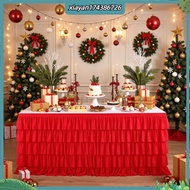 Red Desk Skirt Size Chart Dessert Tablecloth Polyester Fabric Ruffled Table Skirt for Wedding Party 